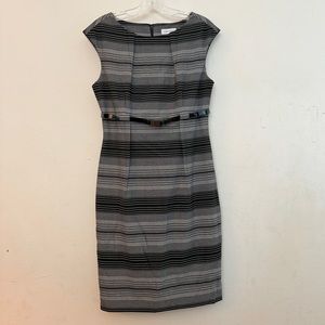 Calvin Klein dress, black/gray stripes, size 8